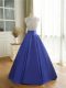 Sleeveless Floor Length Beading Backless Dress for Prom with Blue