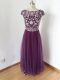 Popular Zipper Homecoming Dress Eggplant Purple for Prom and Party and Military Ball and Sweet 16 with Beading