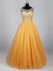 Fantastic Gold Sleeveless Beading and Sequins Floor Length Prom Gown