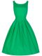 Green A-line Taffeta Scoop Sleeveless Ruching Knee Length Lace Up Dama Dress for Quinceanera