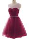 Fashionable Burgundy Lace Up Party Dress Beading and Ruffles Sleeveless Mini Length