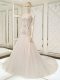 V-neck Sleeveless Court Train Side Zipper Wedding Gown White Tulle