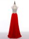 Hot Selling Red Sleeveless Chiffon Zipper Prom Dress for Prom and Party and Military Ball and Sweet 16