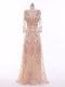 Charming Peach Tulle Long Sleeves Beading
