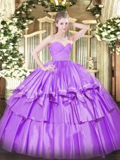 Noble Sweetheart Sleeveless Organza 15th Birthday Dress Beading and Lace and Ruffled Layers Zipper