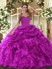 Organza Sleeveless Floor Length Ball Gown Prom Dress and Ruffles and Pick Ups