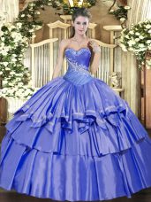 Classical Floor Length Blue Quinceanera Dresses Sweetheart Sleeveless Lace Up