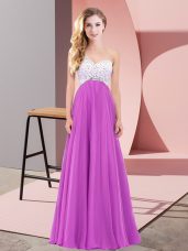 Customized Fuchsia Casual Dresses Prom and Party with Beading One Shoulder Sleeveless Lace Up