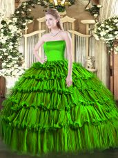 Organza Strapless Sleeveless Zipper Ruffled Layers Quinceanera Gowns in