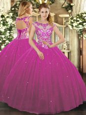 Cap Sleeves Lace Up Floor Length Beading and Appliques 15 Quinceanera Dress