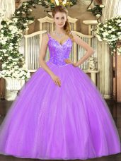 Fitting Tulle Sleeveless Floor Length 15 Quinceanera Dress and Beading