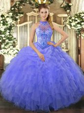 Luxurious Sleeveless Beading and Embroidery and Ruffles Lace Up Quinceanera Gown
