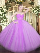 Fine Floor Length Lilac Sweet 16 Dresses Sweetheart Sleeveless Zipper