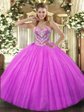 Adorable Floor Length Ball Gowns Sleeveless Fuchsia Ball Gown Prom Dress Lace Up