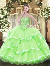 Fashion Floor Length Ball Gowns Sleeveless Quinceanera Dresses Lace Up