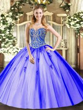 High Quality Lavender Sweetheart Lace Up Beading and Appliques 15 Quinceanera Dress Sleeveless