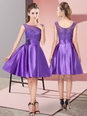 Knee Length A-line Sleeveless Purple Dress for Prom Zipper