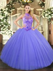Fantastic Lavender Sleeveless Beading and Embroidery Floor Length Quince Ball Gowns