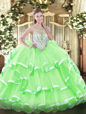 Ball Gowns 15th Birthday Dress Scoop Organza Sleeveless Floor Length Zipper