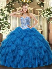High Class Sleeveless Beading and Ruffles Lace Up Sweet 16 Quinceanera Dress
