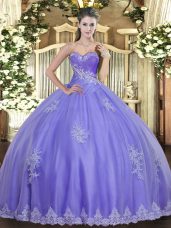 Customized Lavender Sleeveless Tulle Lace Up 15th Birthday Dress for Military Ball and Sweet 16 and Quinceanera
