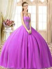 Sweetheart Sleeveless Lace Up Quinceanera Dress Lilac Tulle