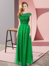 Classical Dark Green Scoop Neckline Lace Juniors Party Dress Sleeveless Zipper