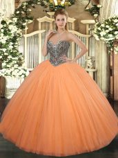 Stylish Tulle Sleeveless Floor Length 15 Quinceanera Dress and Beading