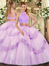Simple Sleeveless Criss Cross Floor Length Beading and Lace and Ruffles 15 Quinceanera Dress