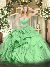 Sexy Sweetheart Sleeveless Lace Up Quinceanera Dresses Organza