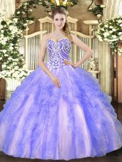 Sweetheart Sleeveless Lace Up Quinceanera Gowns Lavender Tulle