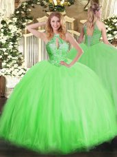 Hot Sale Sleeveless Floor Length Beading Lace Up Sweet 16 Quinceanera Dress