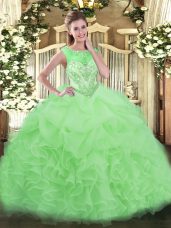 Artistic Ball Gowns Sleeveless Apple Green Quince Ball Gowns Lace Up