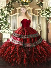 Exquisite Sleeveless Embroidery and Ruffles Zipper Ball Gown Prom Dress