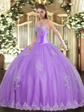 On Sale Sleeveless Beading and Appliques Lace Up Sweet 16 Dresses
