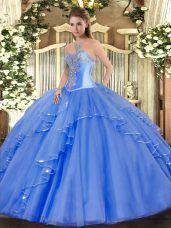 Graceful Tulle Sleeveless Floor Length Quinceanera Dresses and Beading and Ruffles