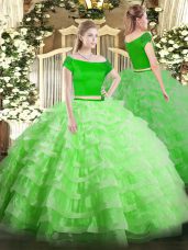 Short Sleeves Tulle Zipper Sweet 16 Dress for Military Ball and Sweet 16 and Quinceanera