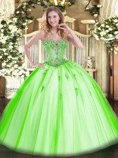 Beautiful Vestidos de Quinceanera Sweet 16 and Quinceanera with Beading and Appliques Sweetheart Sleeveless Lace Up