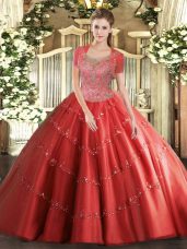 Charming Floor Length Ball Gowns Sleeveless Coral Red Vestidos de Quinceanera Clasp Handle