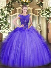 Glorious Lavender Sleeveless Floor Length Beading Zipper Quinceanera Dresses