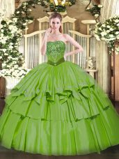 Latest Ball Gowns Sweet 16 Quinceanera Dress Strapless Organza and Taffeta Sleeveless Floor Length Lace Up