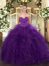 High Quality Sleeveless Lace Up Floor Length Ruffles Quinceanera Gowns
