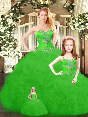 Wonderful Quinceanera Dresses Military Ball and Sweet 16 and Quinceanera with Beading and Ruffles Sweetheart Sleeveless Lace Up