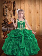 Sleeveless Beading and Embroidery and Ruffles Lace Up Little Girls Pageant Gowns