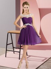 Sexy Chiffon Cap Sleeves Mini Length Dress for Prom and Beading