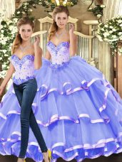 Eye-catching Sleeveless Beading and Ruffled Layers Lace Up Quinceanera Dresses