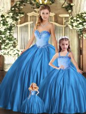 Sleeveless Floor Length Beading Lace Up Sweet 16 Dresses with Teal
