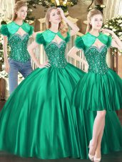Fitting Floor Length Ball Gowns Sleeveless Green 15th Birthday Dress Lace Up