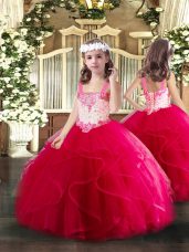 New Style Floor Length Ball Gowns Sleeveless Hot Pink Party Dresses Lace Up