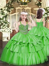 Floor Length Green Party Dress Wholesale Straps Sleeveless Lace Up